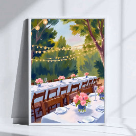 Bröllopsplats Vattenfärg målning Blommor Botanisk Poster