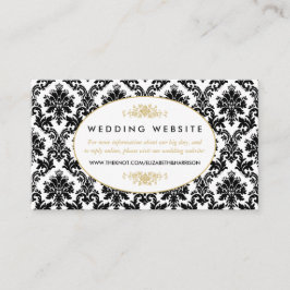 Bröllopsplatsen vintage Guld, Black & White Damask Tilläggskort