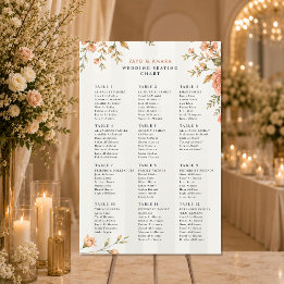 Bröllopsplatskarta | Blomsterinspirerad välkomstsk Poster
