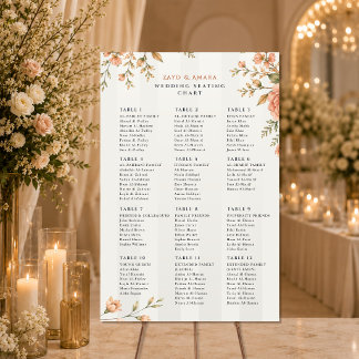 Bröllopsplatskarta | Blomsterinspirerad välkomstsk Poster