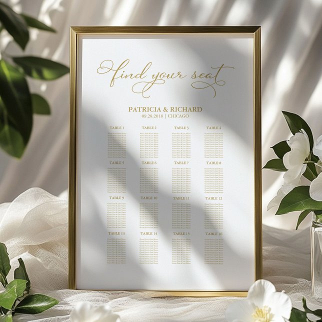 Bröllopsplatskarta skylt Elegant Guld Folie (Skapare uppladdad)