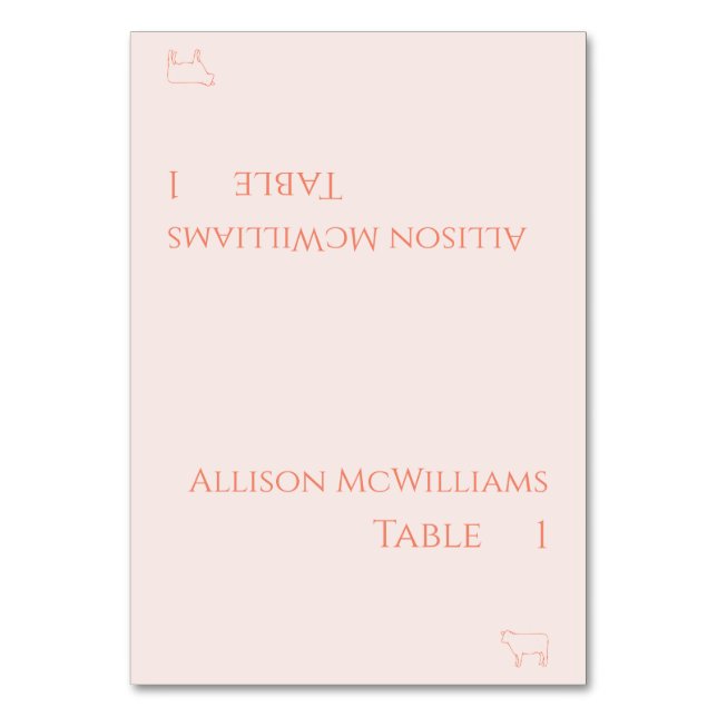 Bröllopsplatskort-Köttikon-Rosablush Bordsnummer (Framsidan)