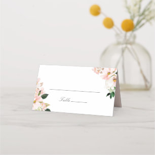 Bröllopsplatskort med Blush Hydrangea Blommor Placeringskort