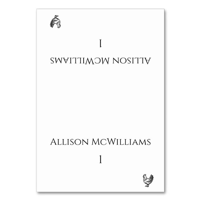 Bröllopsplatskort - Moderna Svart och Vitt Bordsnummer (Framsidan)