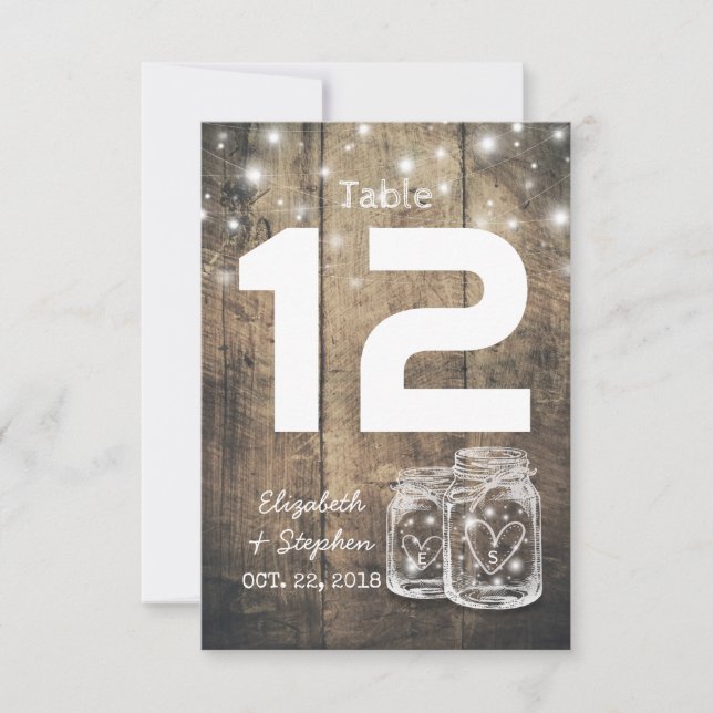 Bröllopsplatssättning Bord Nummer Murbruk Kruka Lj Inbjudningar (Framsida)