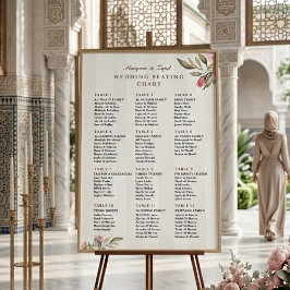 Bröllopsplatsskylt | Rosa Peony Blommor Poster