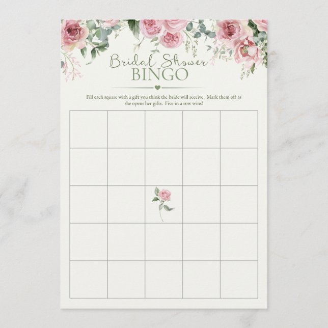 Bröllopspresent Bingo Game | blomma Inbjudningar (Framsida)