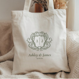 Bröllopspresent med monogramstämpel i form av en v tygkasse