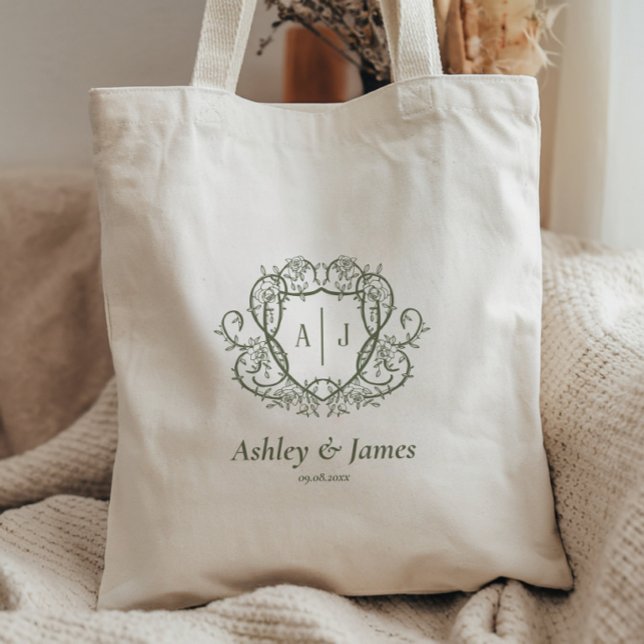 Bröllopspresent med monogramstämpel i form av en v tygkasse (Skapare uppladdad)