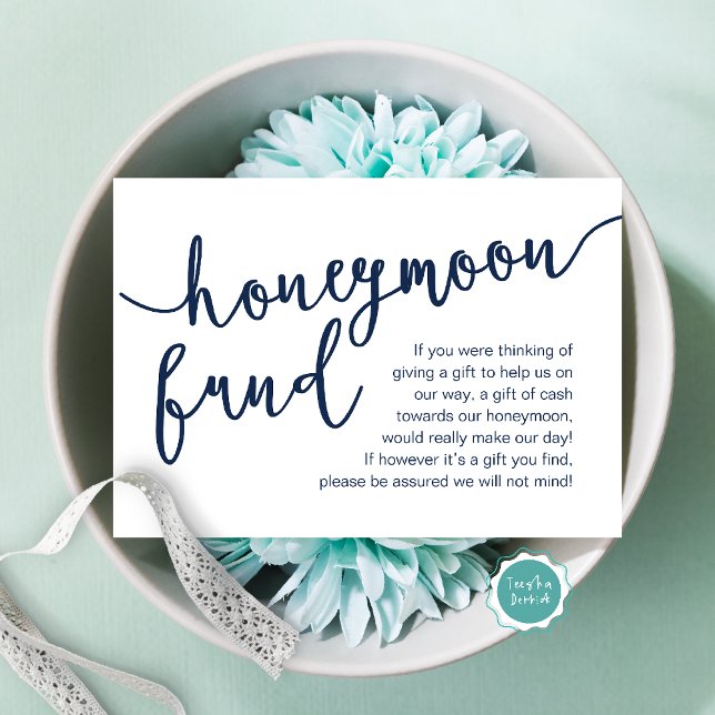 Bröllopspresent pengar Önskemål, ett meddelande om (Honeymoon Fund Wish Cash, A note on gifts, Modern Rustic Modern Rustic Wedding Card Navy Blue)