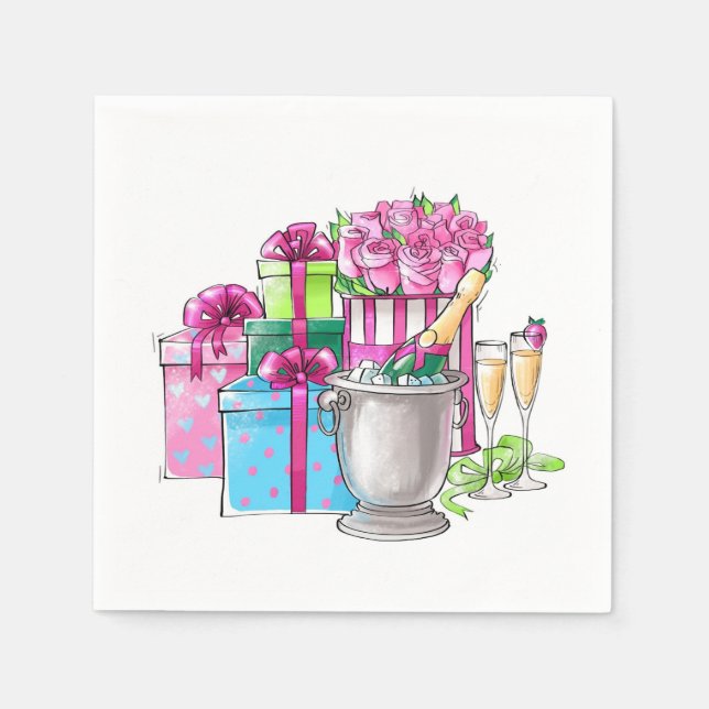 Bröllopspresenter Champagneglas Pappersservett (Framsidan)