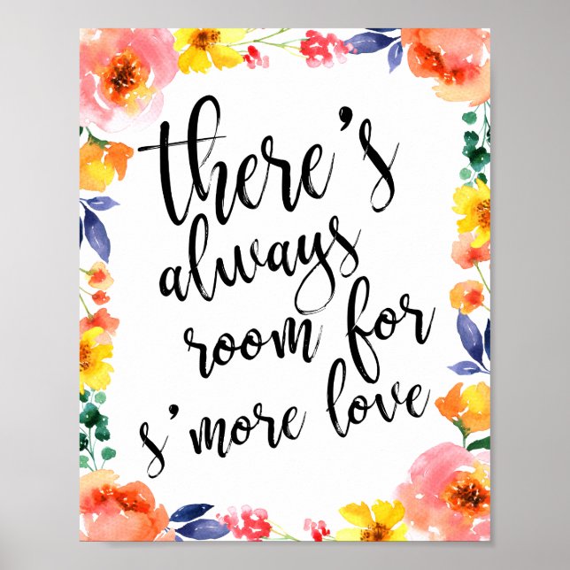 Bröllopspresenter för s'more kärlek 8x10 blommig s poster (Framsidan)