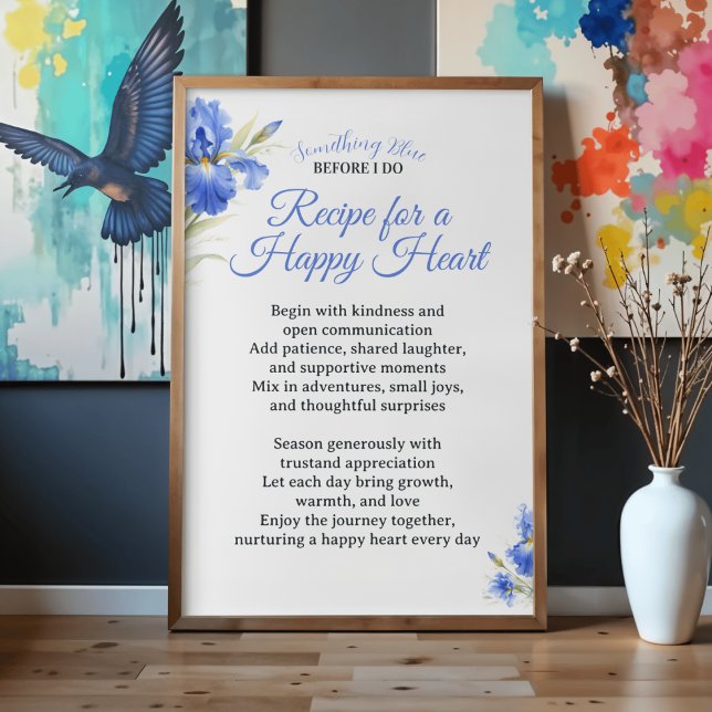 Bröllopspresentrecept för ett lyckligt hjärta poster (Bridal Shower Gift Recipe for a Happy Heart Poster
)