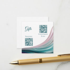 Bröllopspresentregistrering-QR-kod-Teal & Blush Tilläggskort