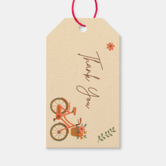 Bröllopspresenttagg, persikofärgad blomster cykel presentetikett