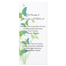 Bröllopsprogram av blått och Grönt-fjärilsvin