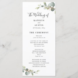 Bröllopsprogram av eukalyptus greenery program