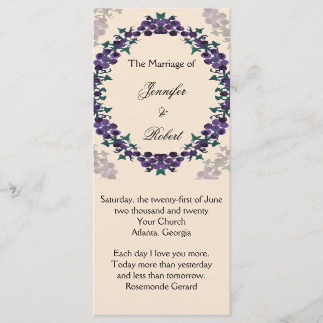 Bröllopsprogram av frisk andedräkt program (Framsida)