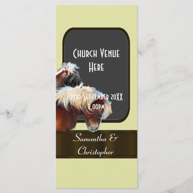 Bröllopsprogram av häst och pony equestrian program (Framsida)