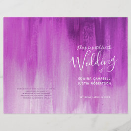 bröllopsprogram av lila abstrakt rosa 