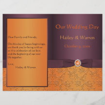 Bröllopsprogram av lila och tangerin-Blommigt