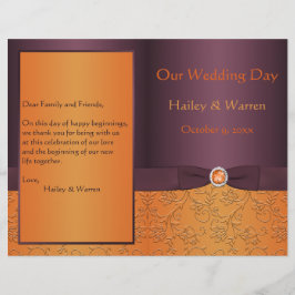 Bröllopsprogram av lila och tangerin-Blommigt