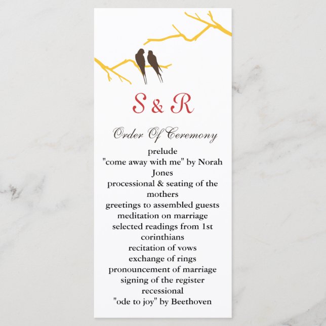 bröllopsprogram av mocha lovebird program (Framsida)