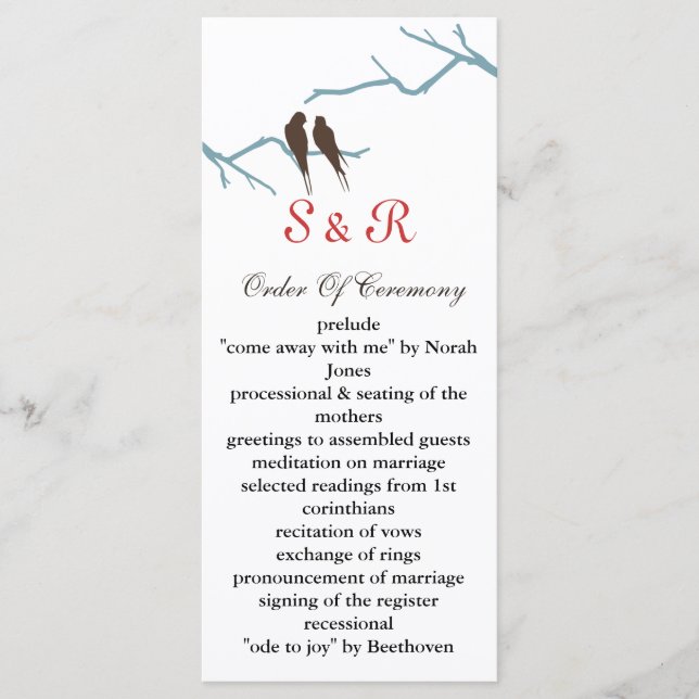 bröllopsprogram av mocha lovebird program (Framsida)