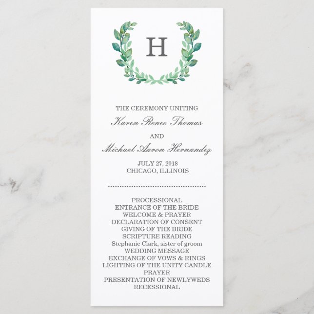 Bröllopsprogram av naturutandning program (Framsida)