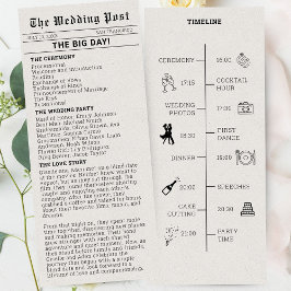 Bröllopsprogram av nostalgiskt tidningsmaterial inbjudningar