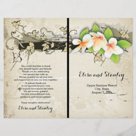 bröllopsprogram av vintage plumeria och visuellt b