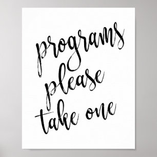 Bröllopsprogram Black and White 8x10-tecken Poster