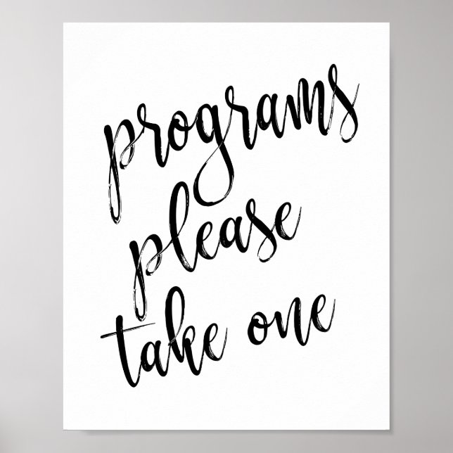 Bröllopsprogram Black and White 8x10-tecken Poster (Framsidan)