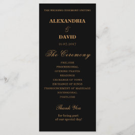 Bröllopsprogram Black Red Mörk Blommigt Program