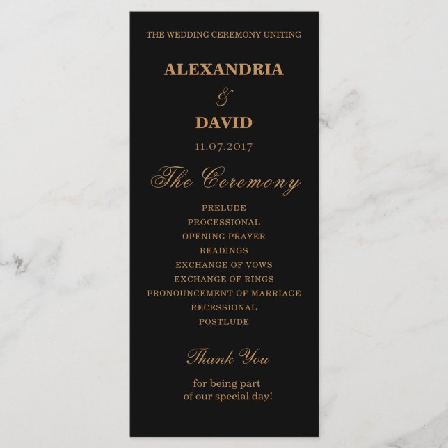 Bröllopsprogram Black Red Mörk Blommigt Program (Framsida)