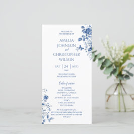 Bröllopsprogram Blue vintage-blommor