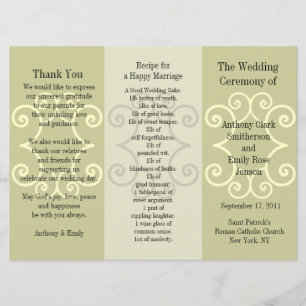 Bröllopsprogram Brochure Beige Curl Program