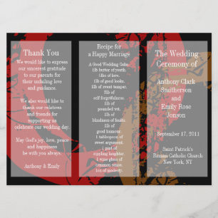 Bröllopsprogram Brochure Red Brown Ring Program