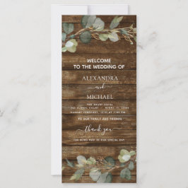 Bröllopsprogram Card Eucalyptus Rustic Land