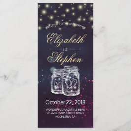 Bröllopsprogram Chic Mason Burk Lila String Light Program