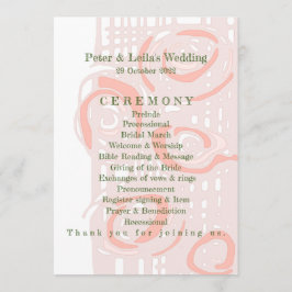 Bröllopsprogram Culture Mosaic Blommigt Coral 2 Program