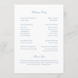 Bröllopsprogram Dusty Blue Monogram andedräkt Program