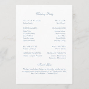 Bröllopsprogram Dusty Blue Monogram andedräkt Program