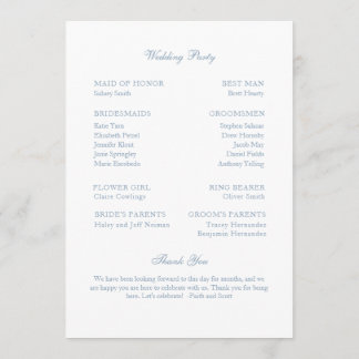Bröllopsprogram Dusty Blue Monogram andedräkt Program