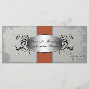 Bröllopsprogram Elegant Grått Orange Vintage Blomm Program