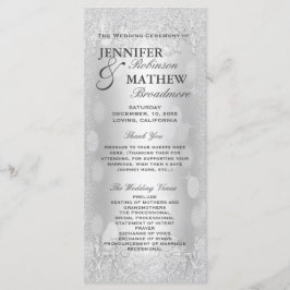 Bröllopsprogram Elegant Silver Faux Glitter Program
