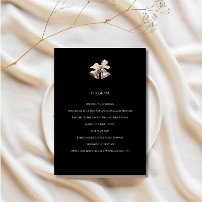 Bröllopsprogram Elegant Svart Och Guld Program (Skapare uppladdad)