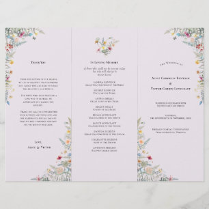 Bröllopsprogram Flyer för enkel Wildblomsterlavend