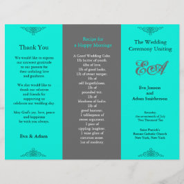 Bröllopsprogram Folder Classic Teal Grått