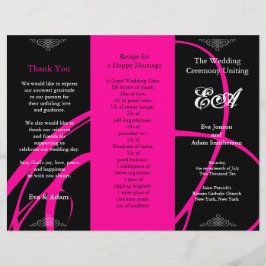 Bröllopsprogram Folder Twirl Rosa Black